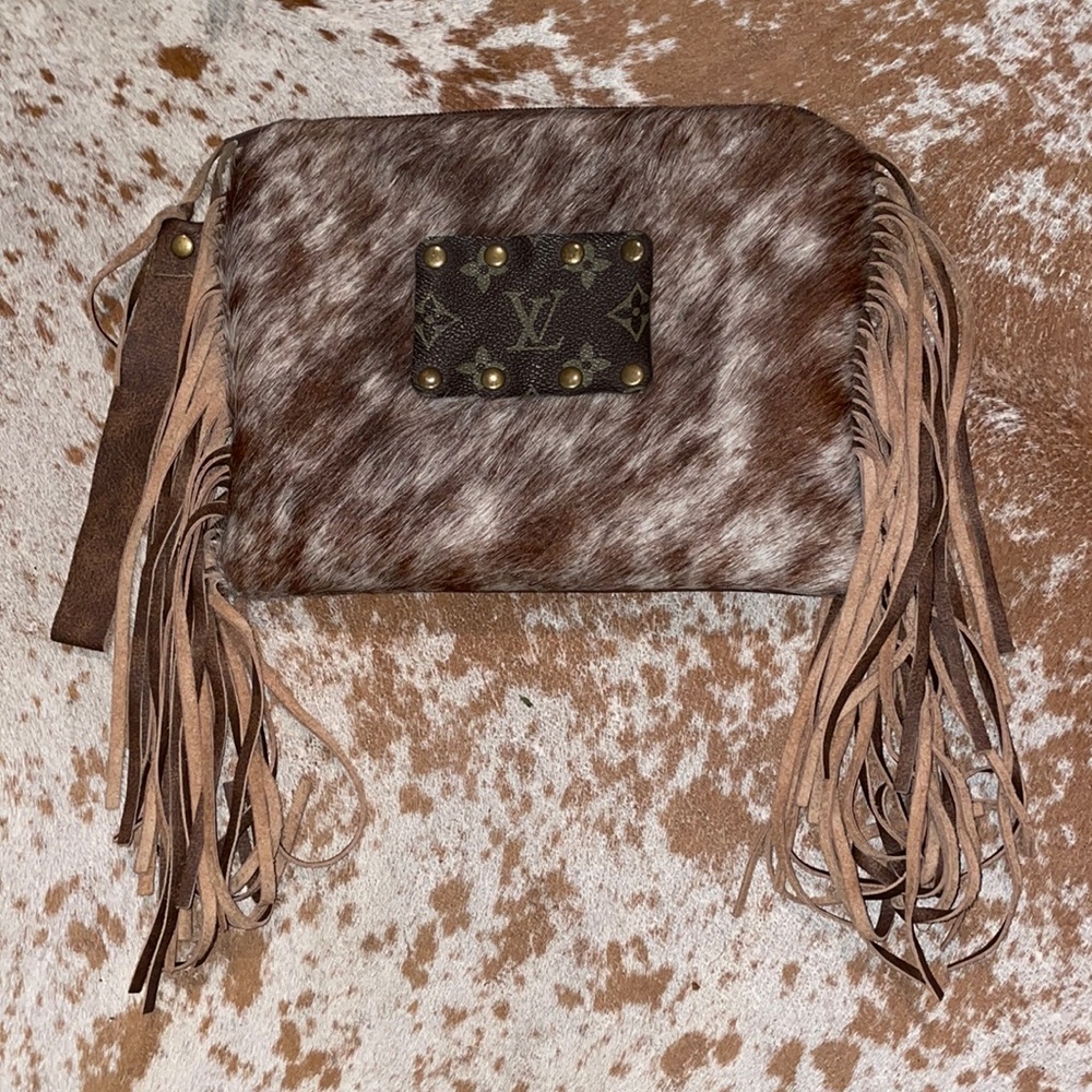 Cowhide/LV clutch wristlet